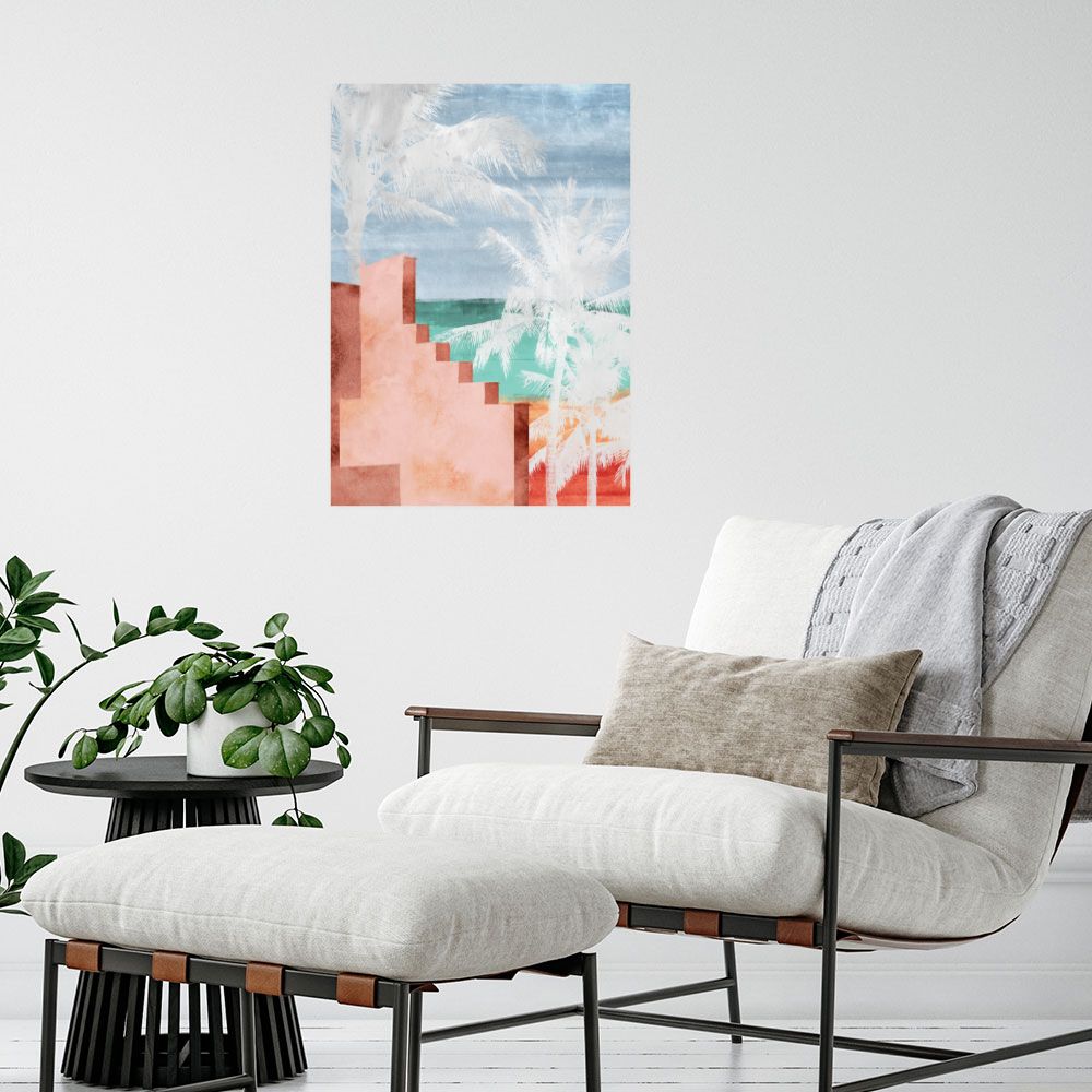 Affiche Palmiers et escaliers
