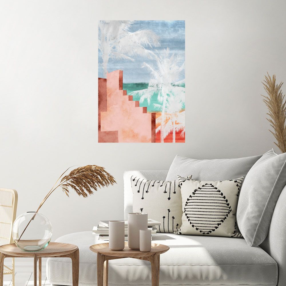 Affiche Palmiers et escaliers