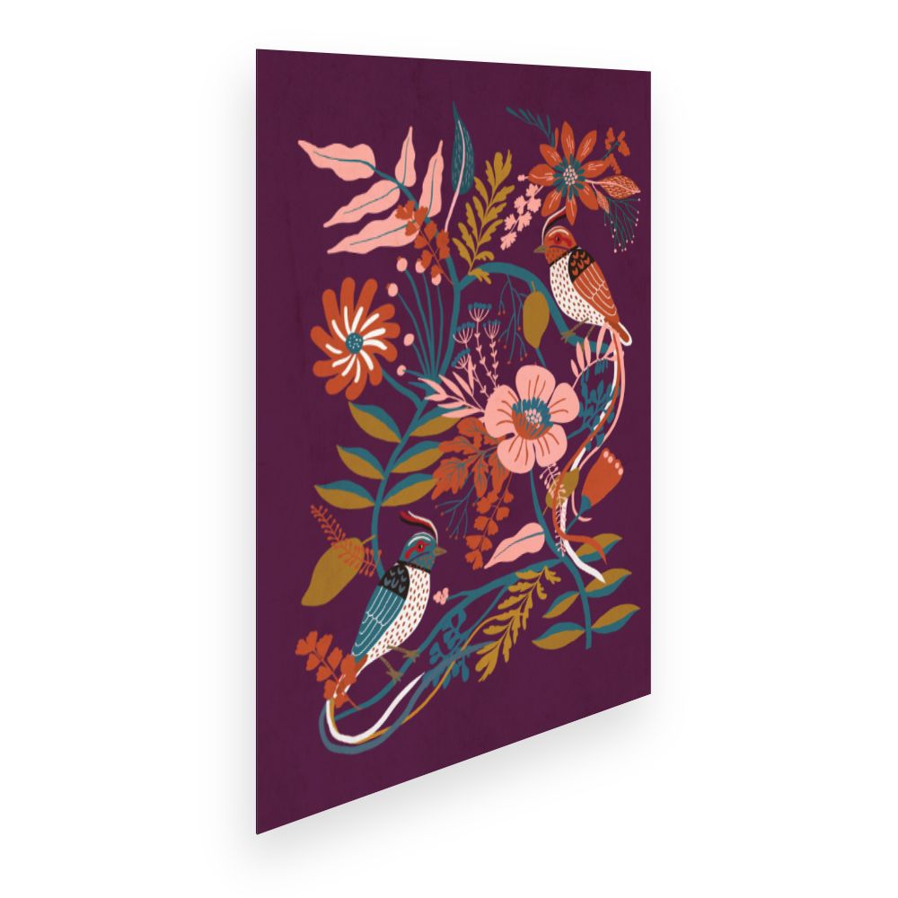 Affiche Oiseaux floraux vifs