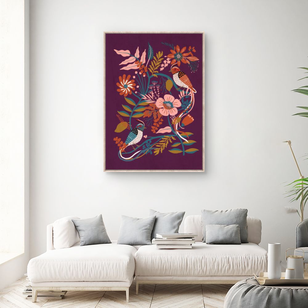 Tableau Oiseaux et fleurs