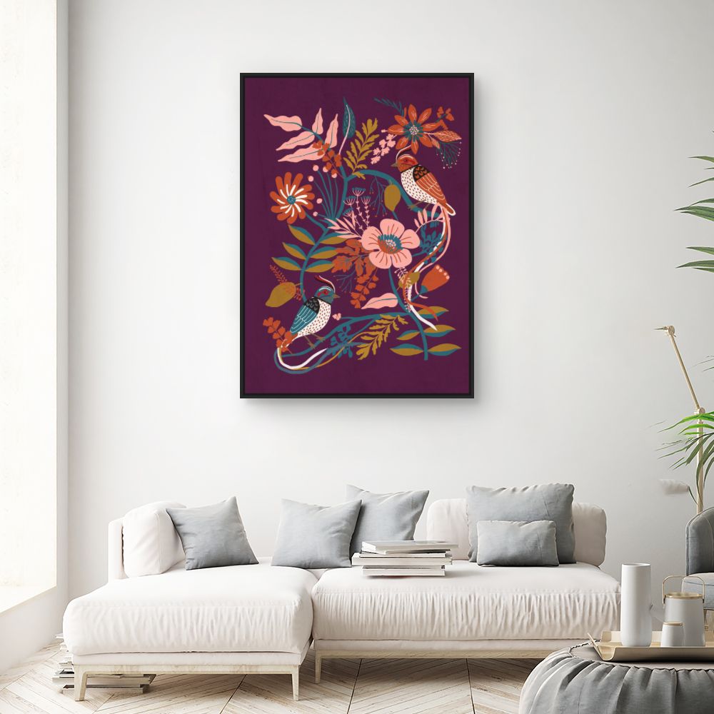 Tableau Oiseaux et fleurs