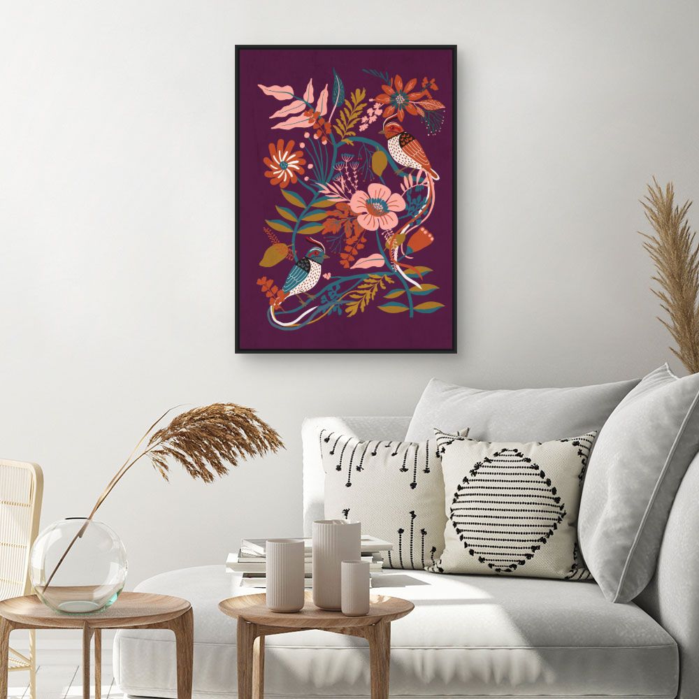 Tableau Oiseaux et fleurs