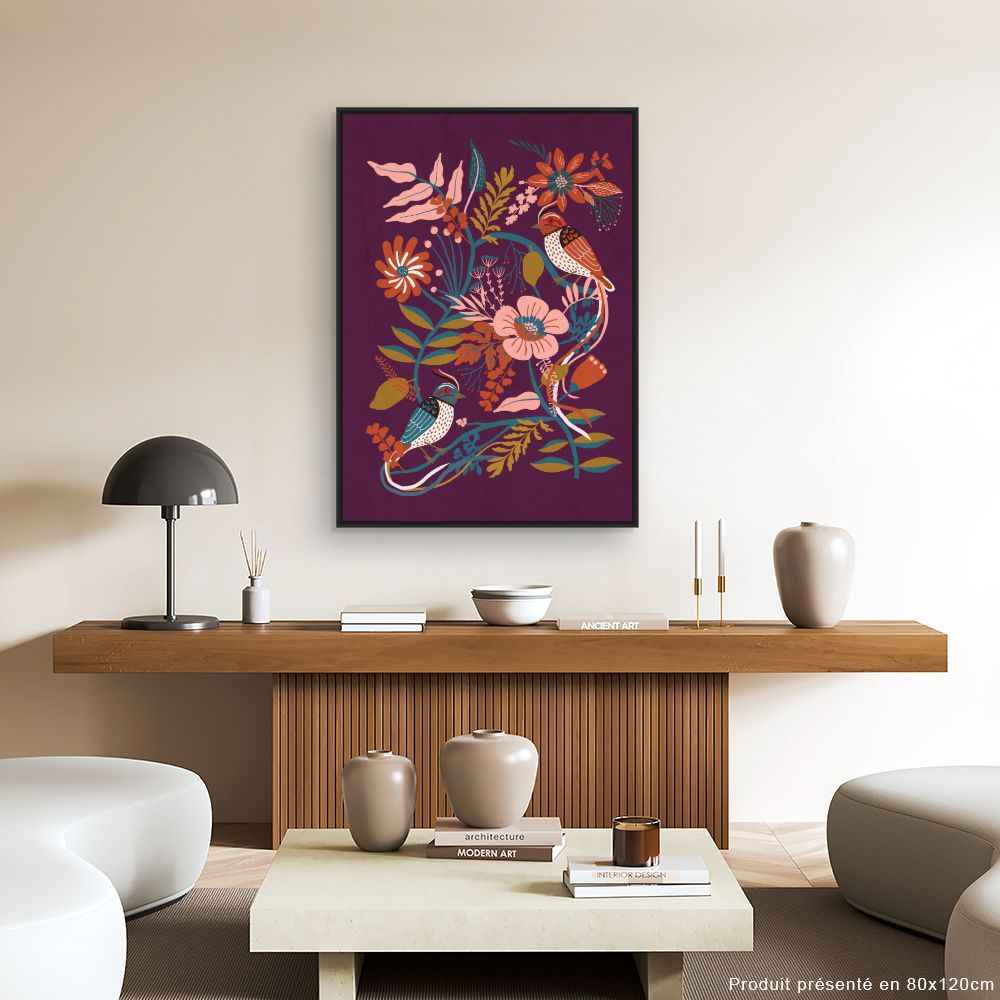 Tableau Oiseaux et fleurs