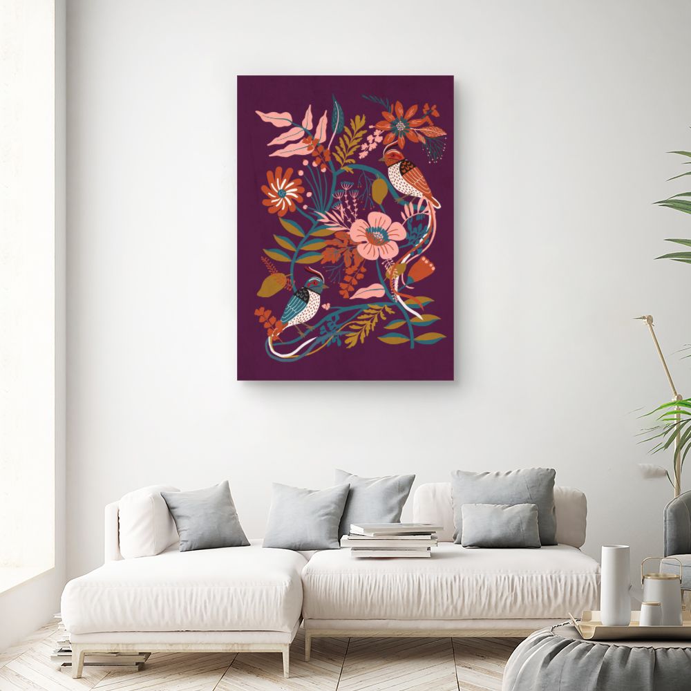 Tableau Oiseaux et fleurs