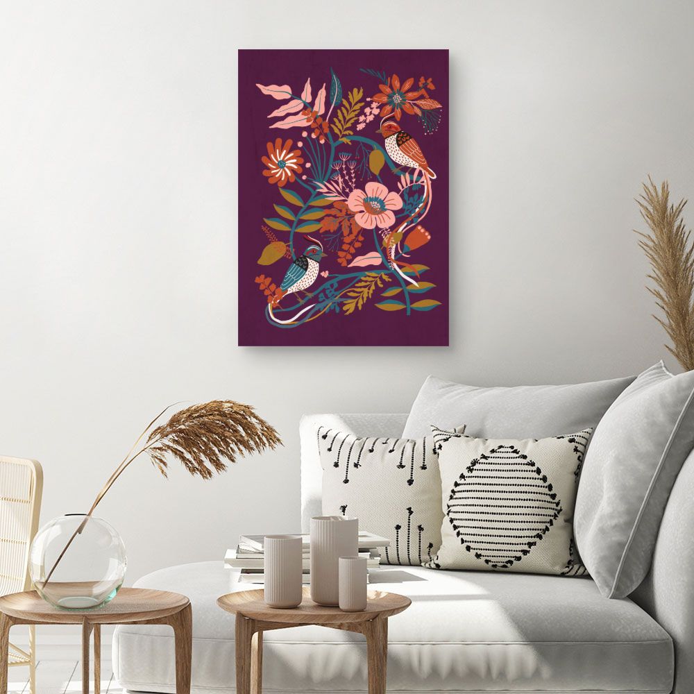 Tableau Oiseaux et fleurs