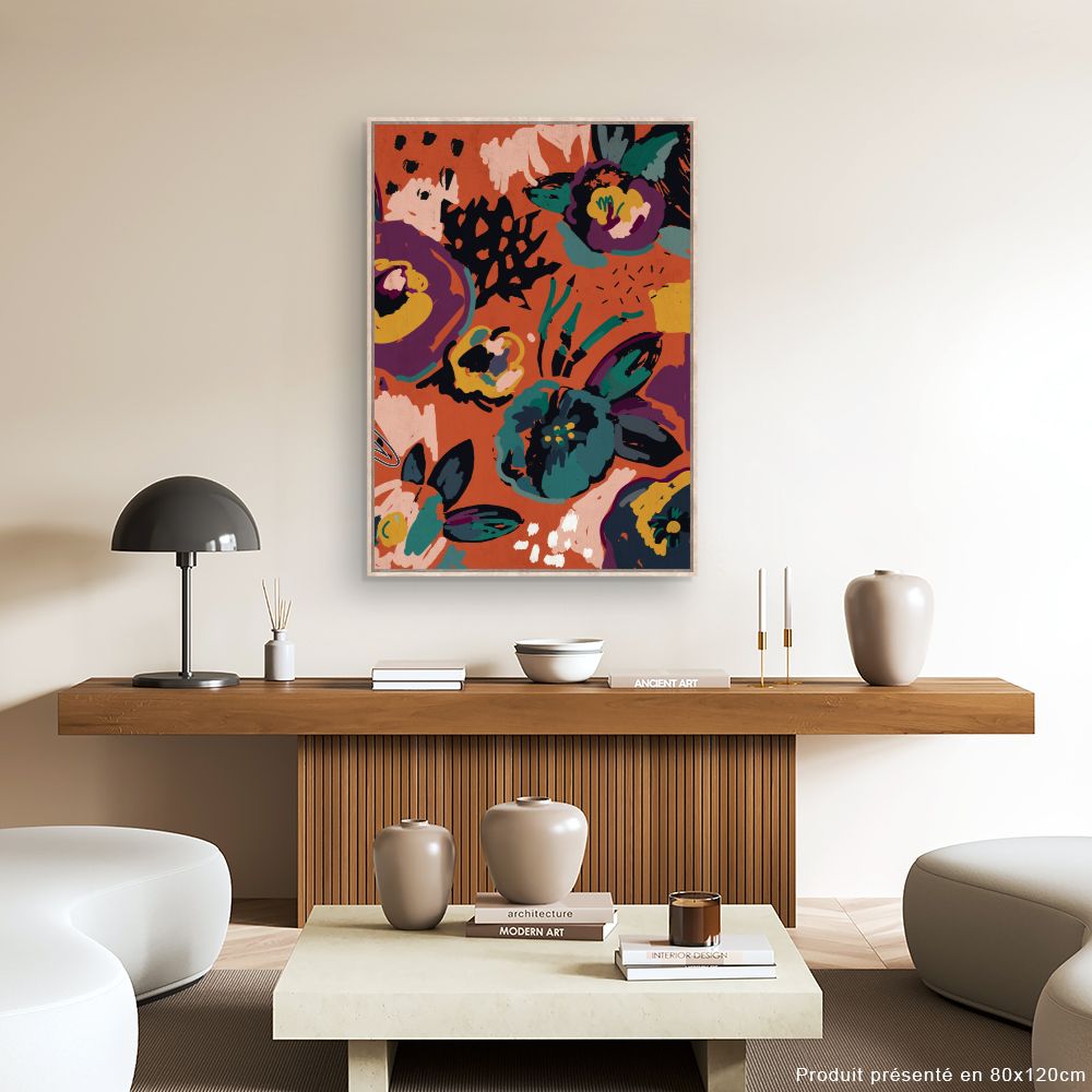 Tableau Fleurs abstraites éclatantes