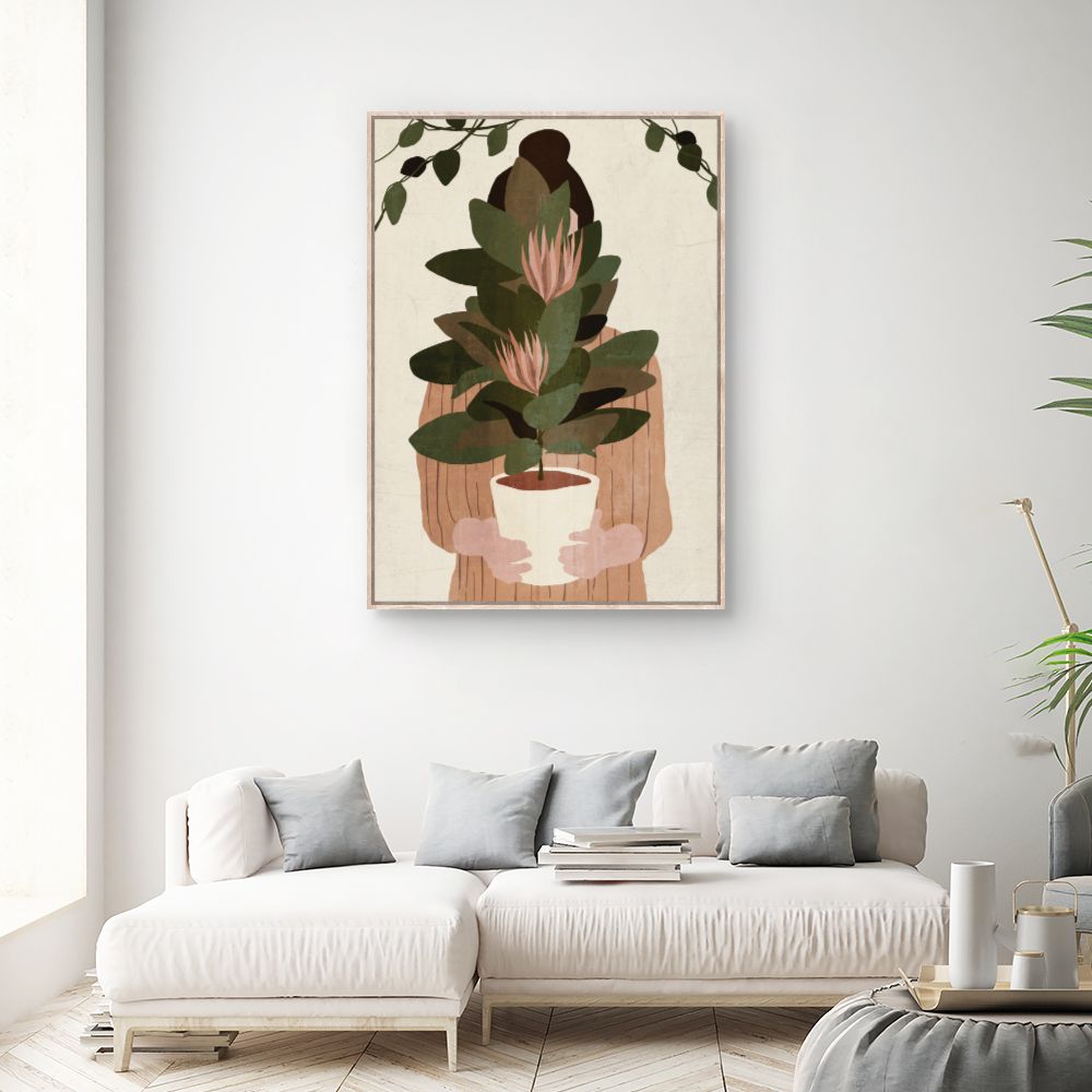 Tableau Femme avec plante