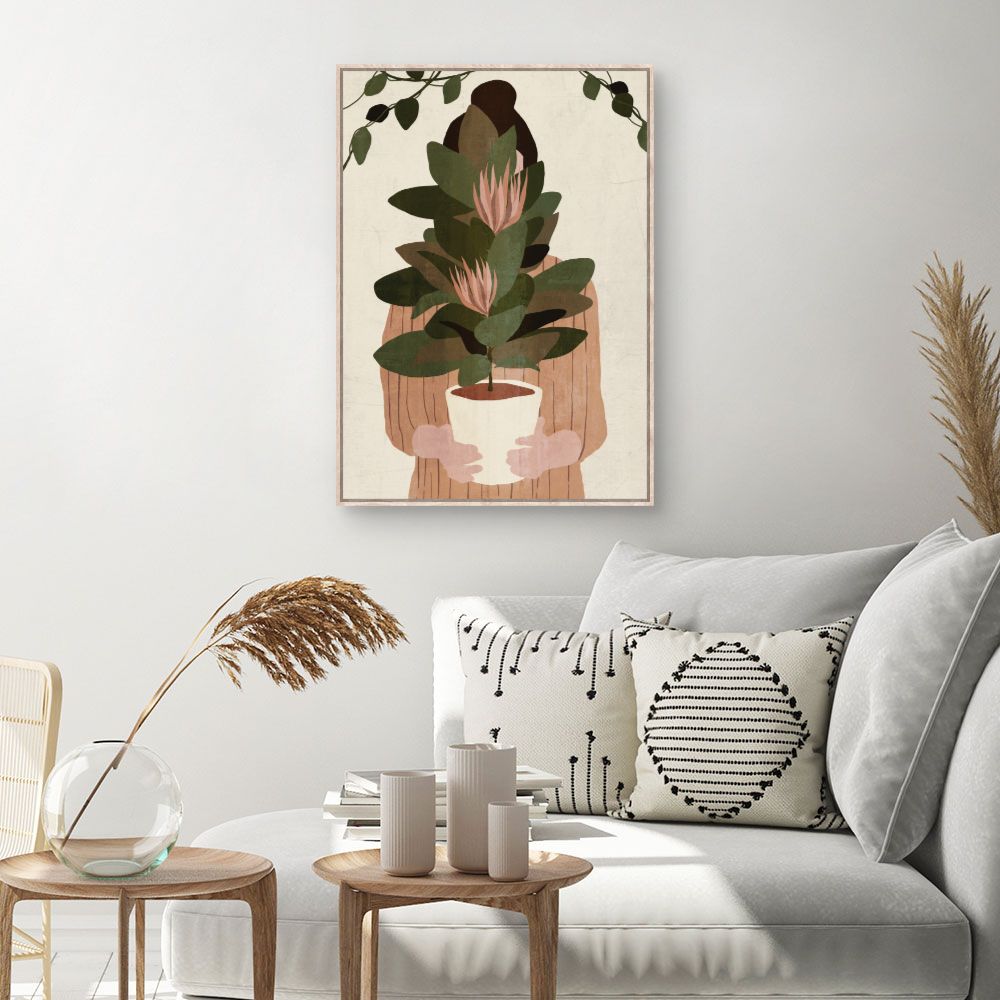 Tableau Femme avec plante