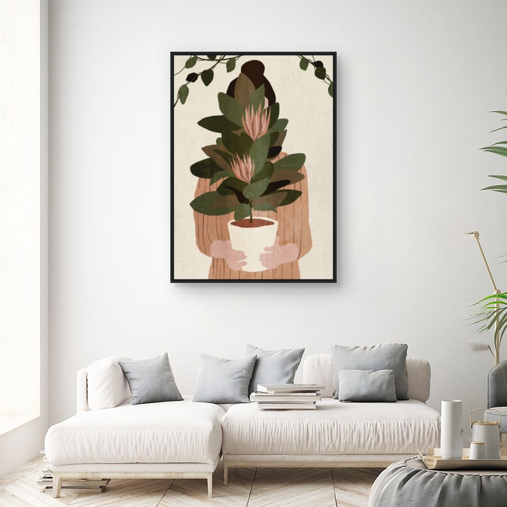 Tableau Femme avec plante