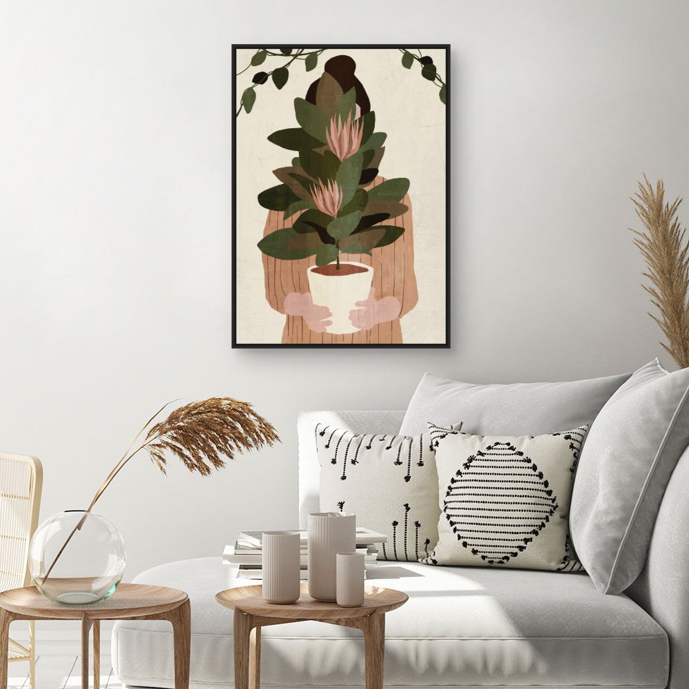 Tableau Femme avec plante
