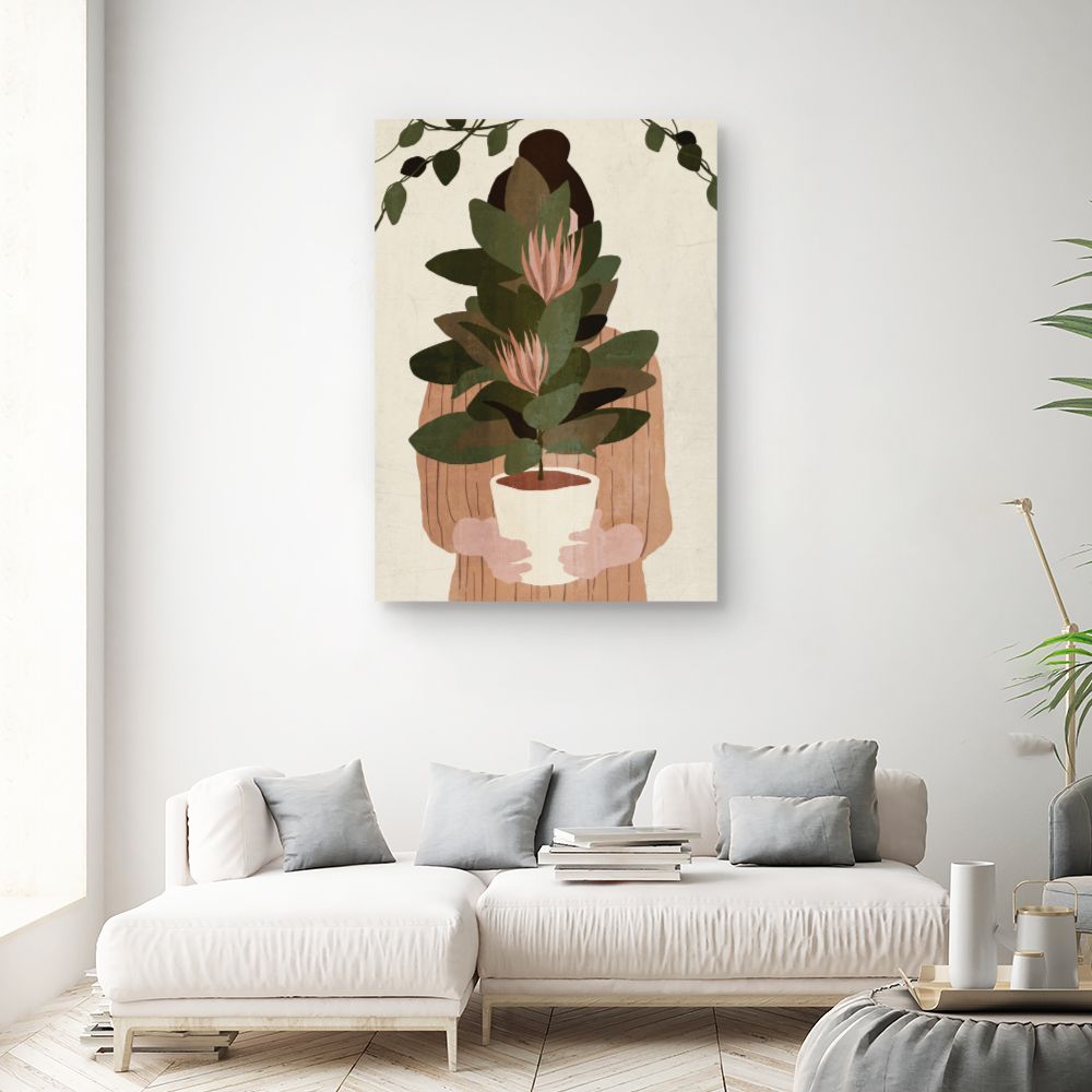 Tableau Femme avec plante
