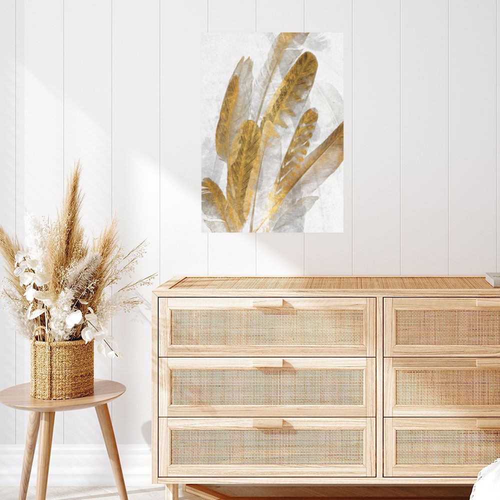 Affiche Plumes dorées élégantes