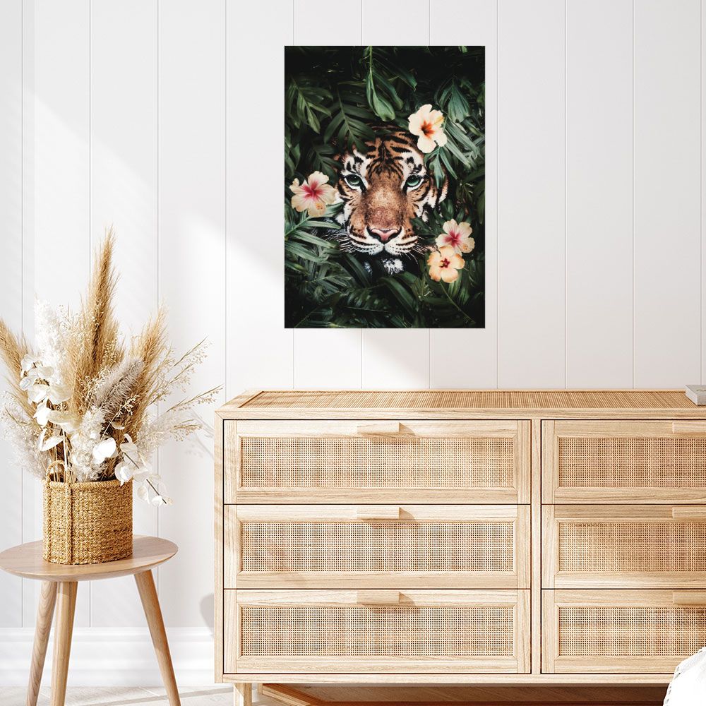 Affiche Tigre floral