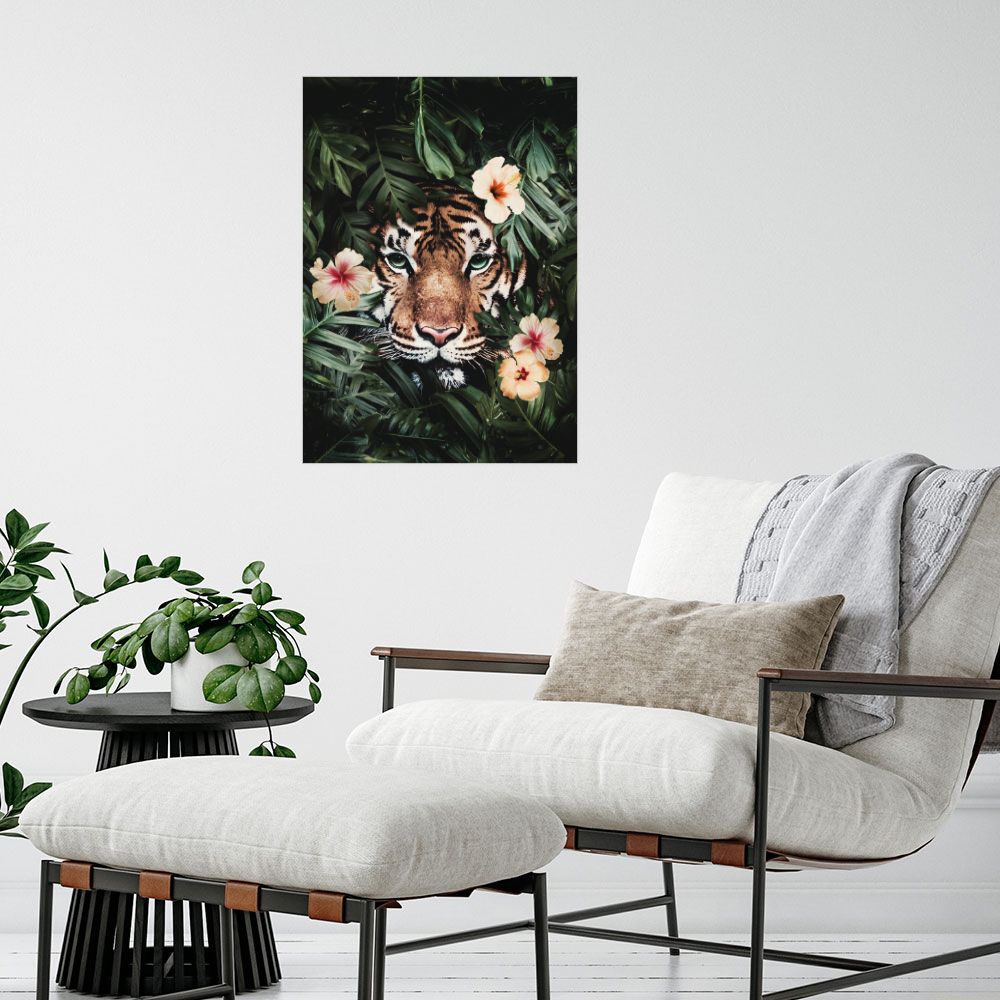 Affiche Tigre floral