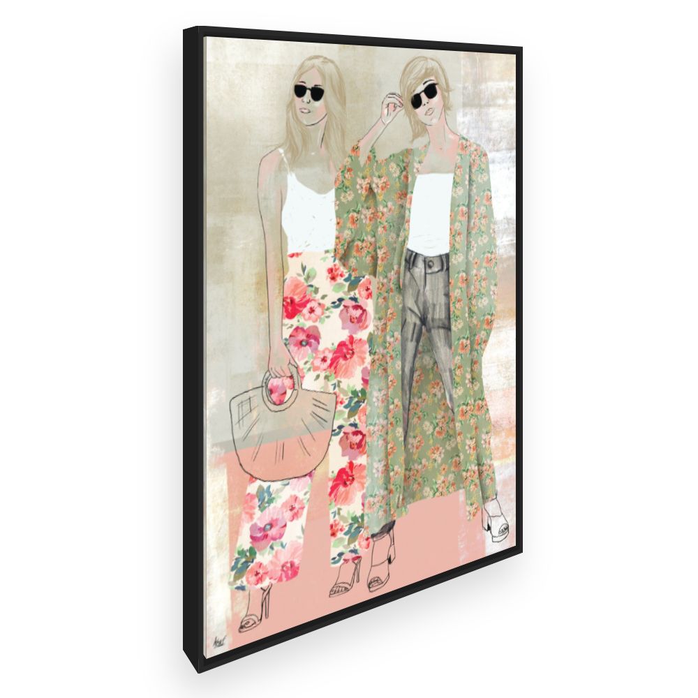 Toile Élégantes silhouettes florales