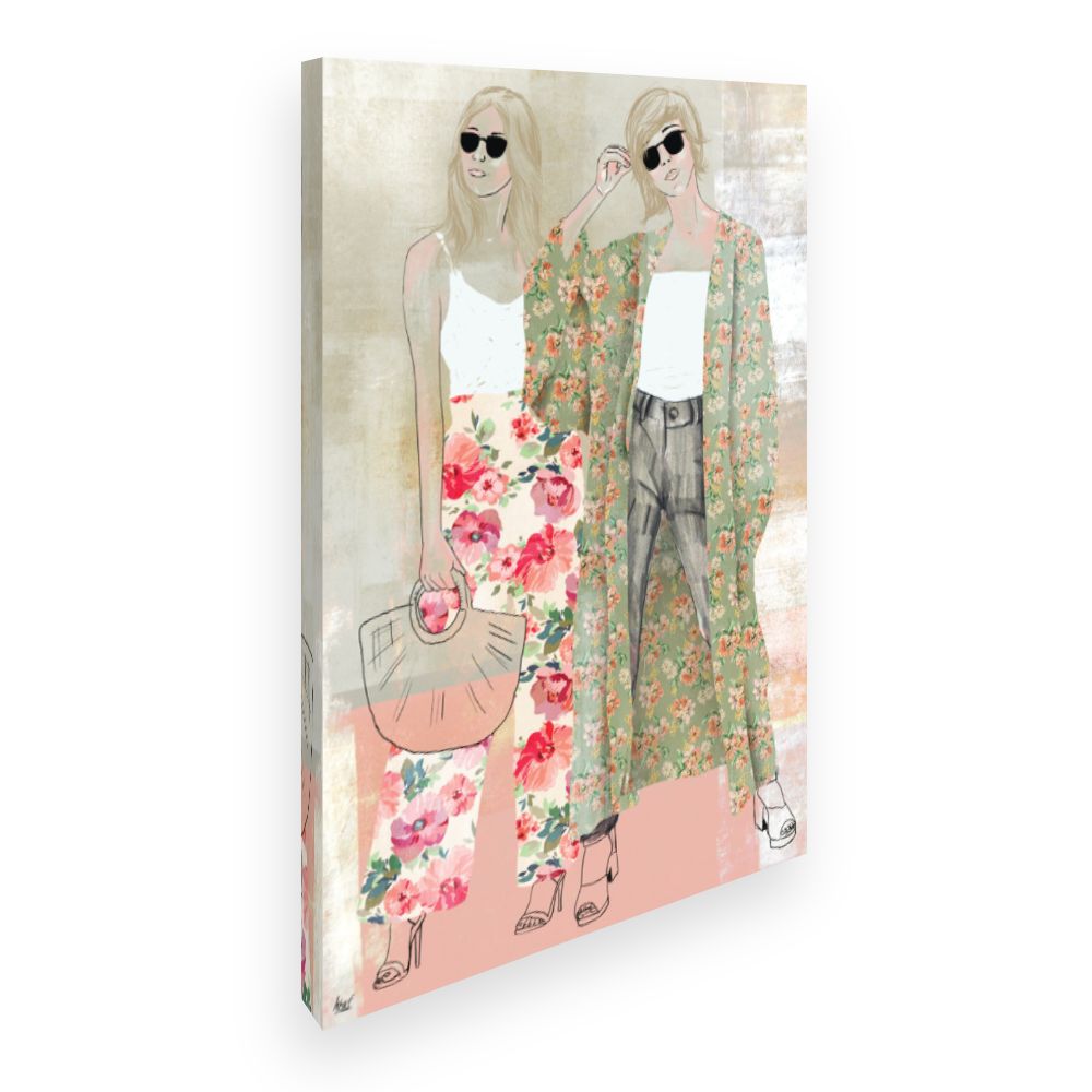 Toile Élégantes silhouettes florales