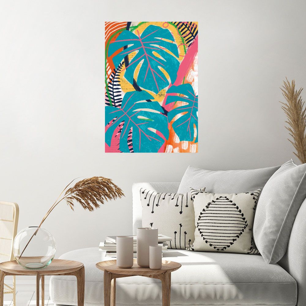 Affiche Feuilles exotiques vibrantes