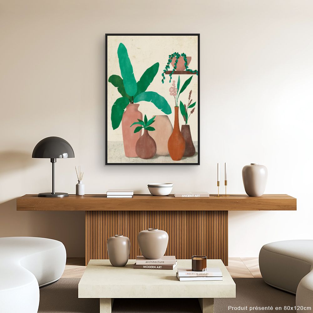 Tableau Vases et feuillage