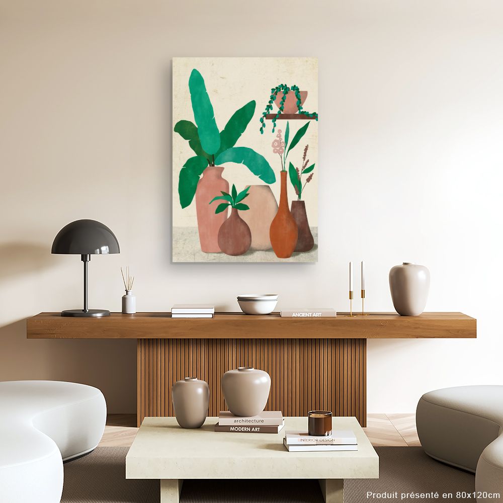 Tableau Vases et feuillage