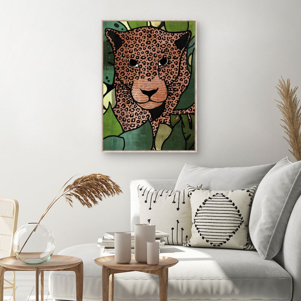 Tableau Léopard caché jungle
