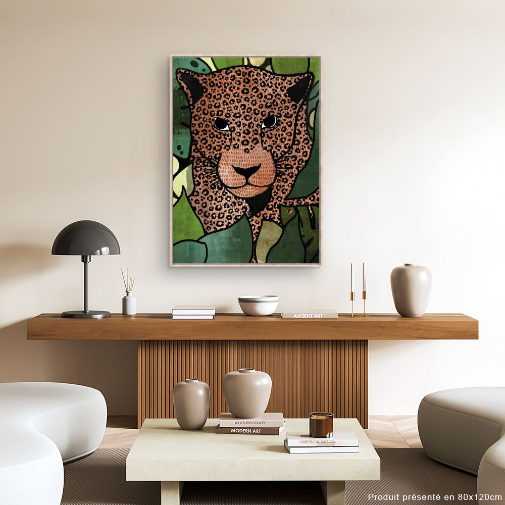 Tableau Léopard caché jungle