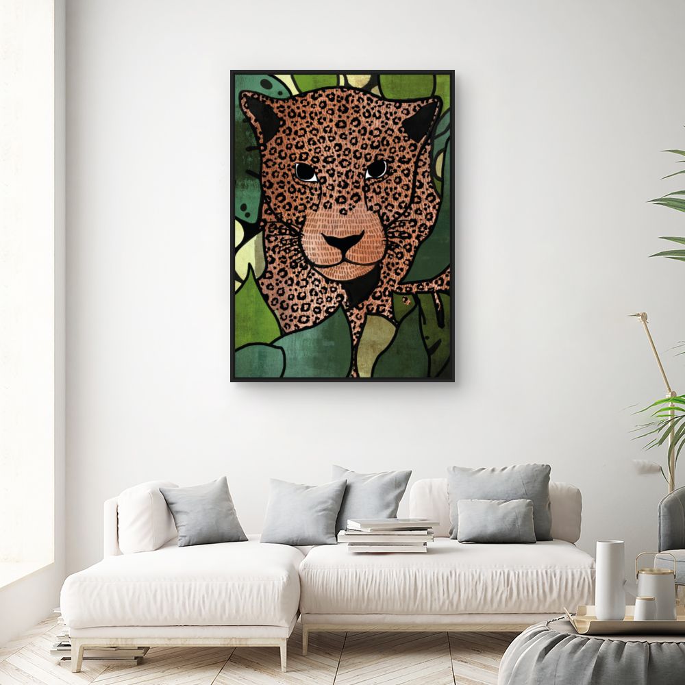 Tableau Léopard caché jungle