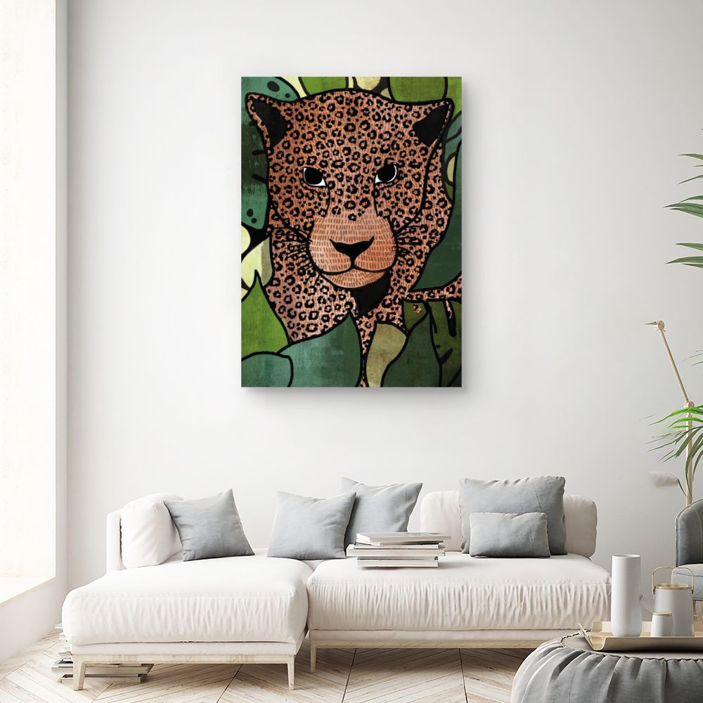 Tableau Léopard caché jungle
