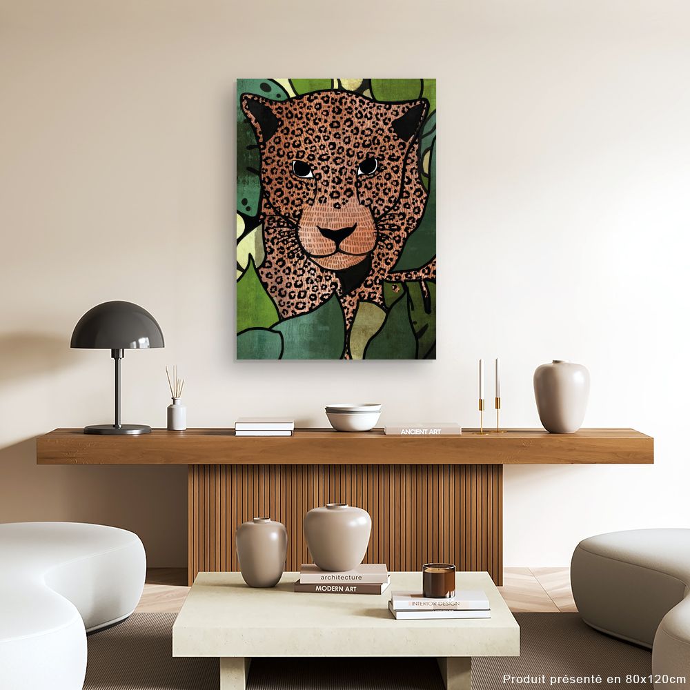 Tableau Léopard caché jungle