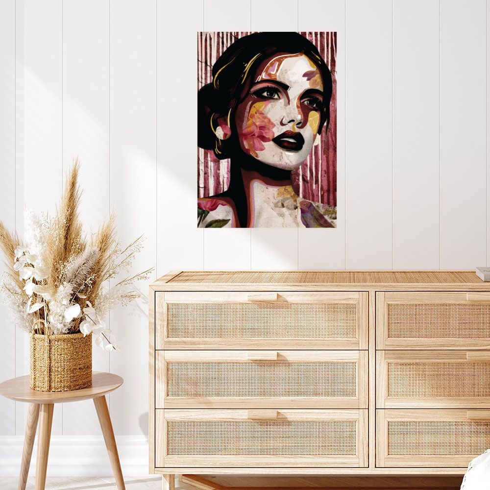 Affiche Portrait floral vibrant