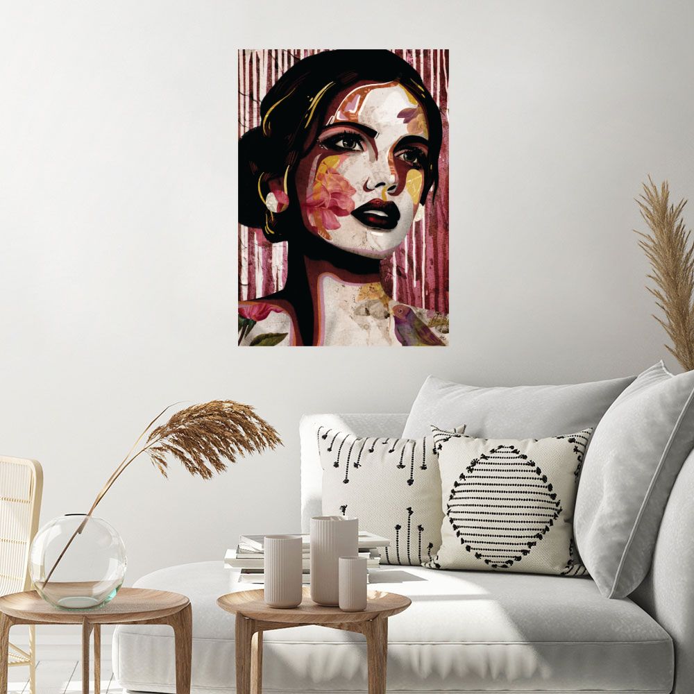 Affiche Portrait floral vibrant