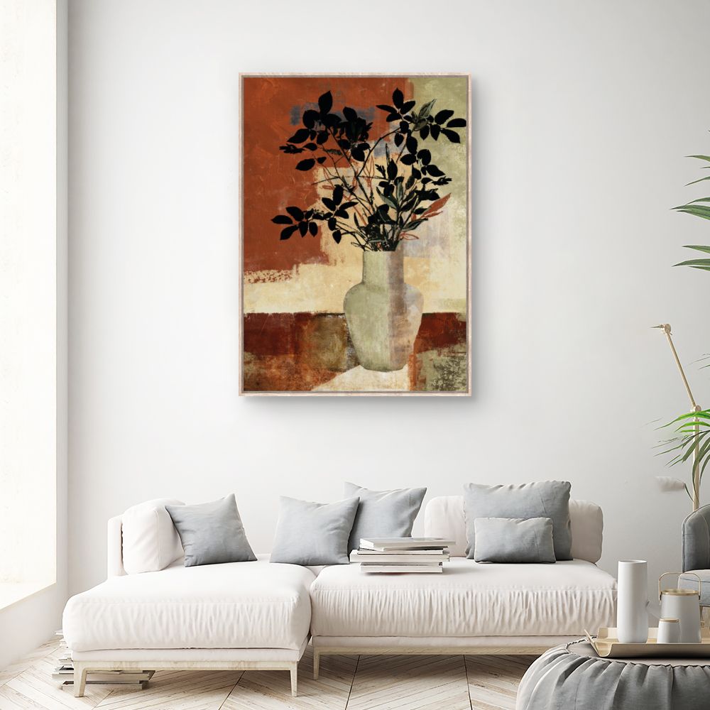 Tableau Vase et feuillage
