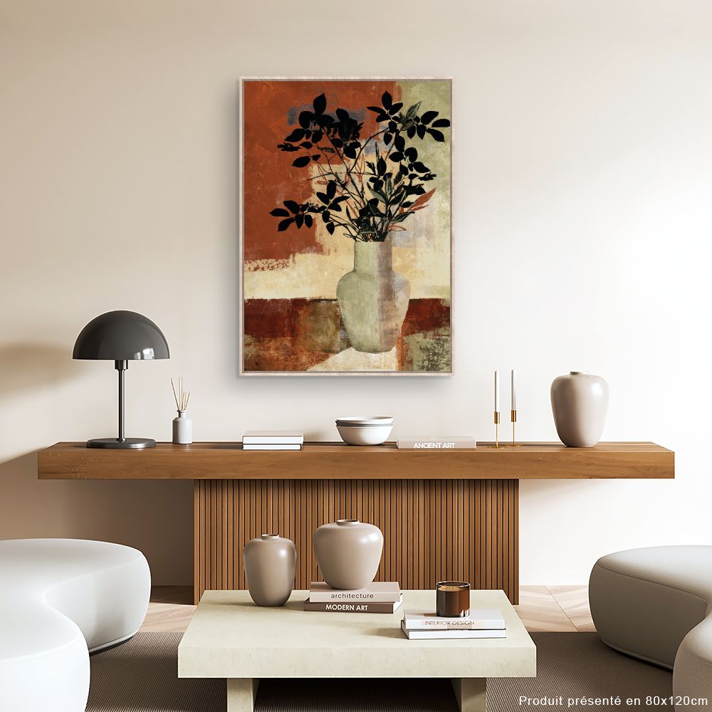 Tableau Vase et feuillage