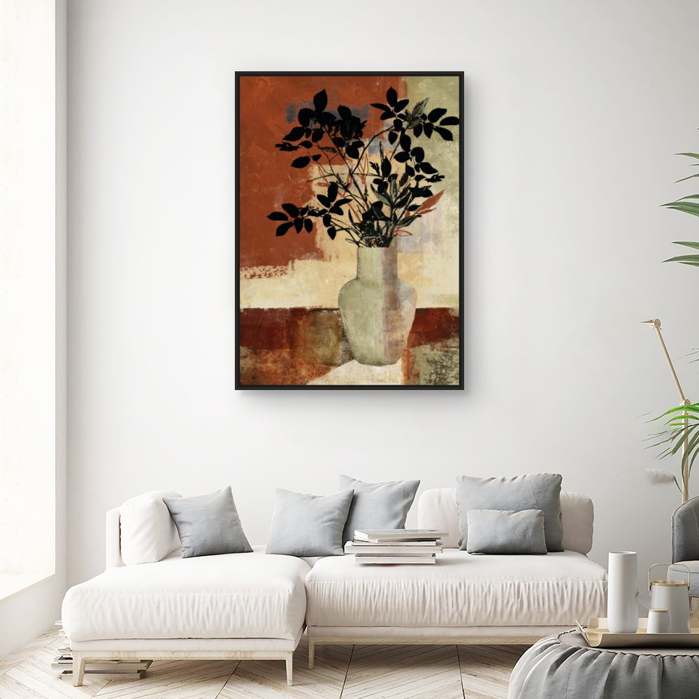 Tableau Vase et feuillage