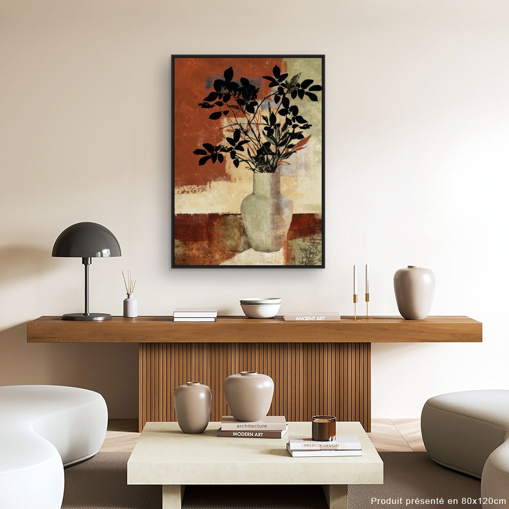 Tableau Vase et feuillage