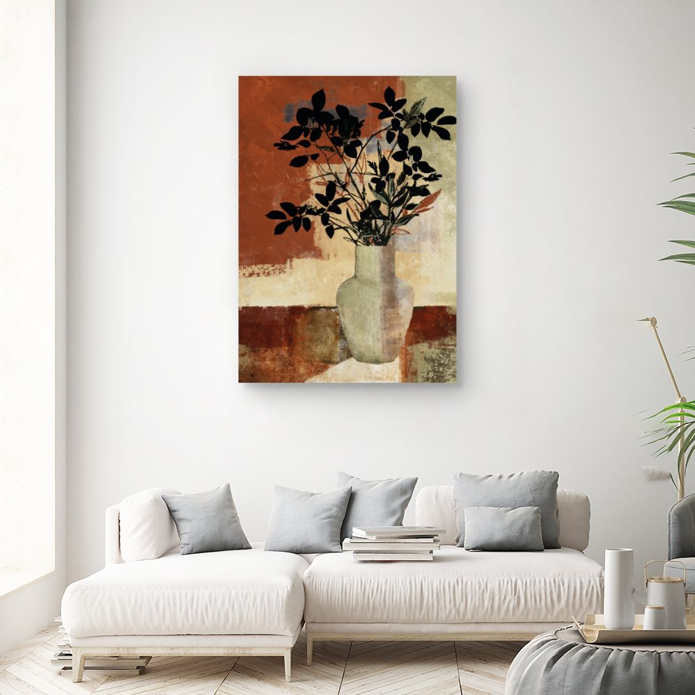 Tableau Vase et feuillage