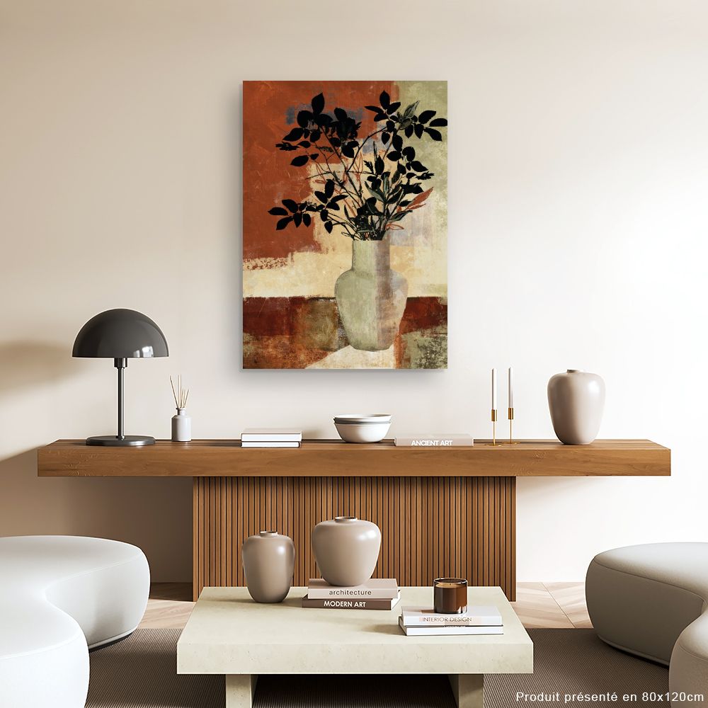 Tableau Vase et feuillage