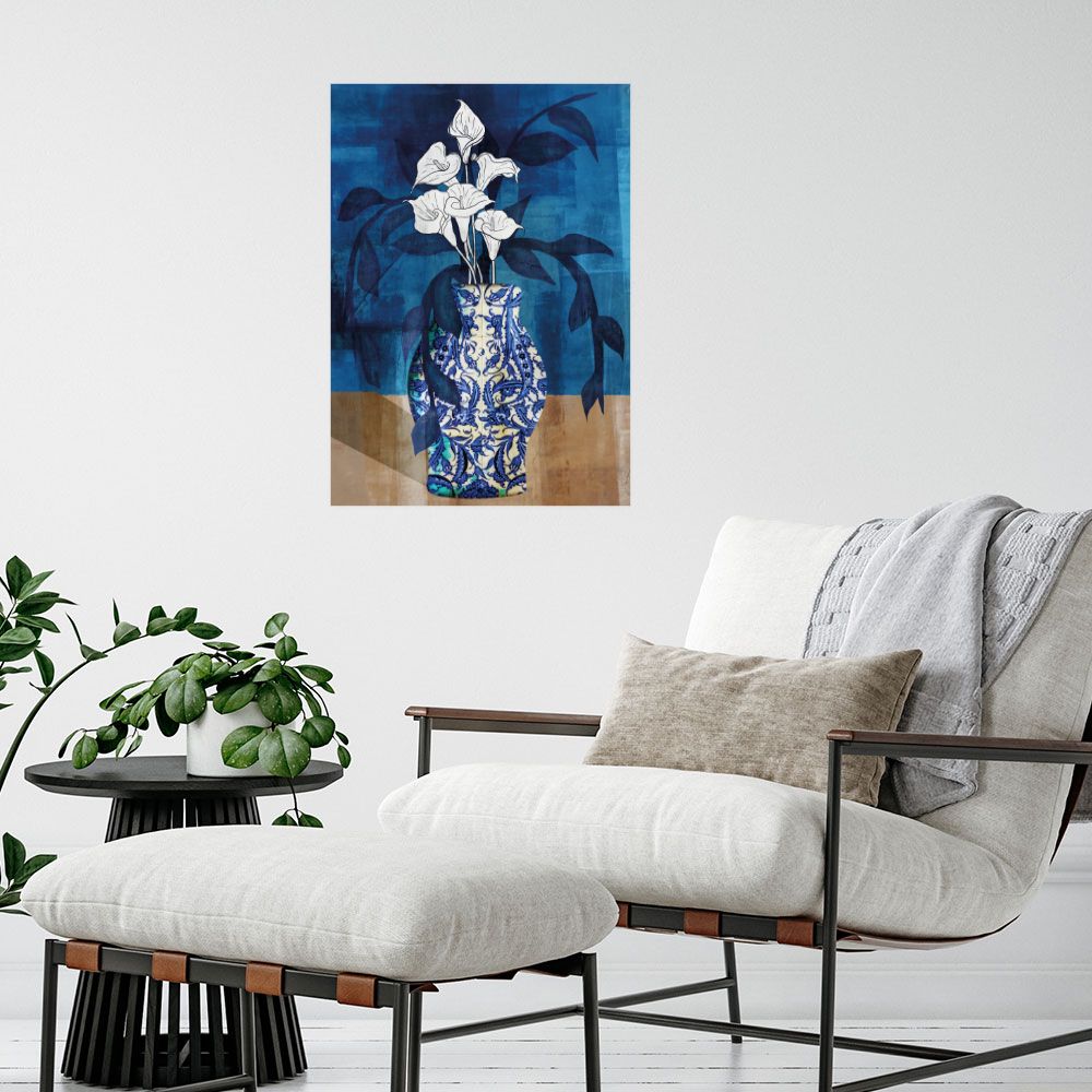 Affiche Élégantes fleurs bleues