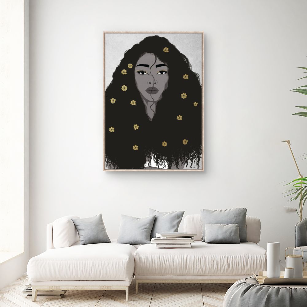 Tableau Portrait floral élégant