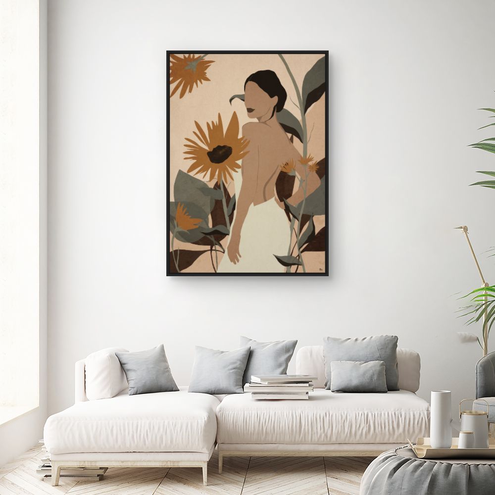 Tableau Femme fleurs élégantes