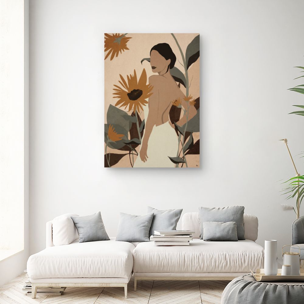 Tableau Femme fleurs élégantes