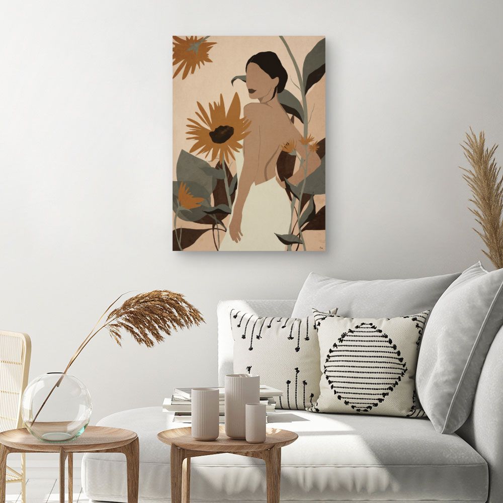 Tableau Femme fleurs élégantes