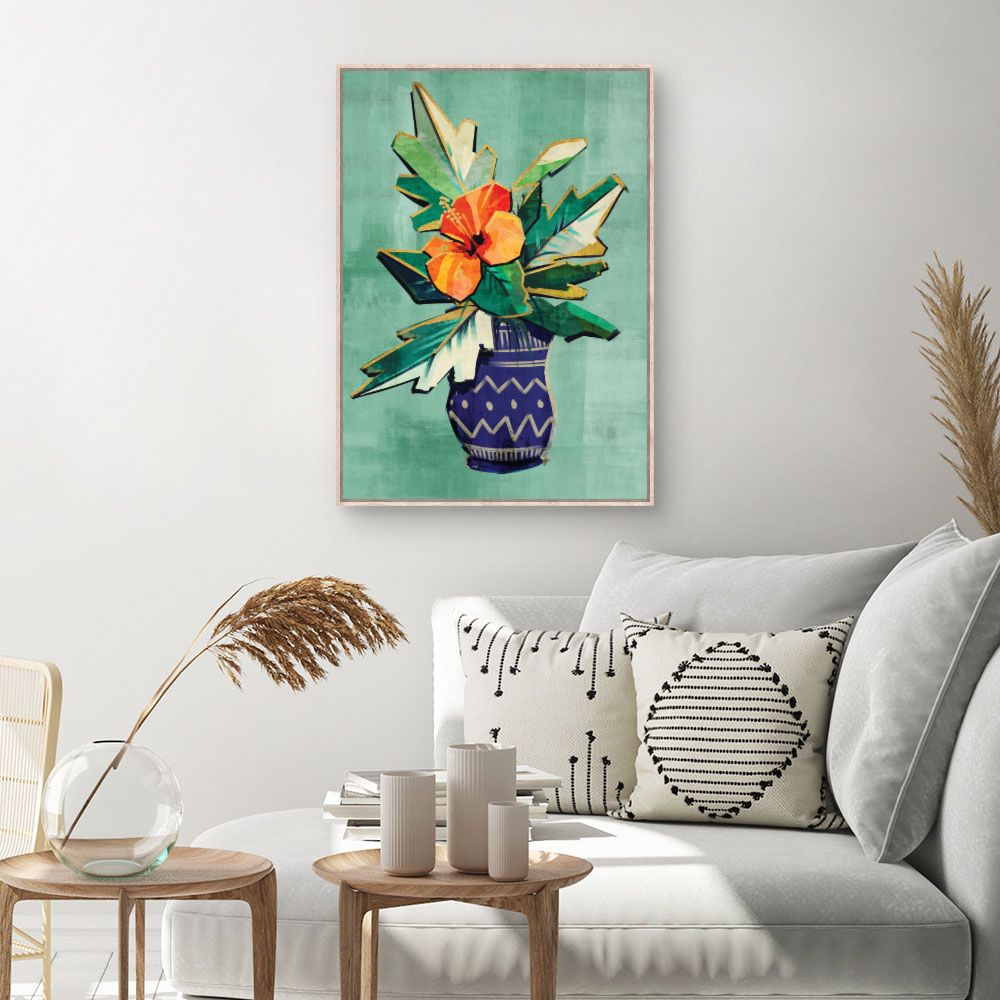 Tableau Vase fleuri vibrant