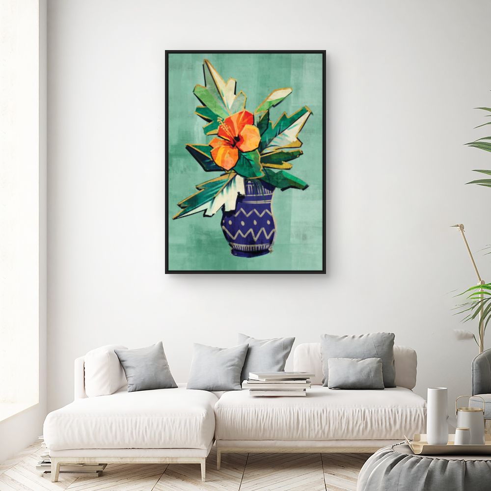 Tableau Vase fleuri vibrant