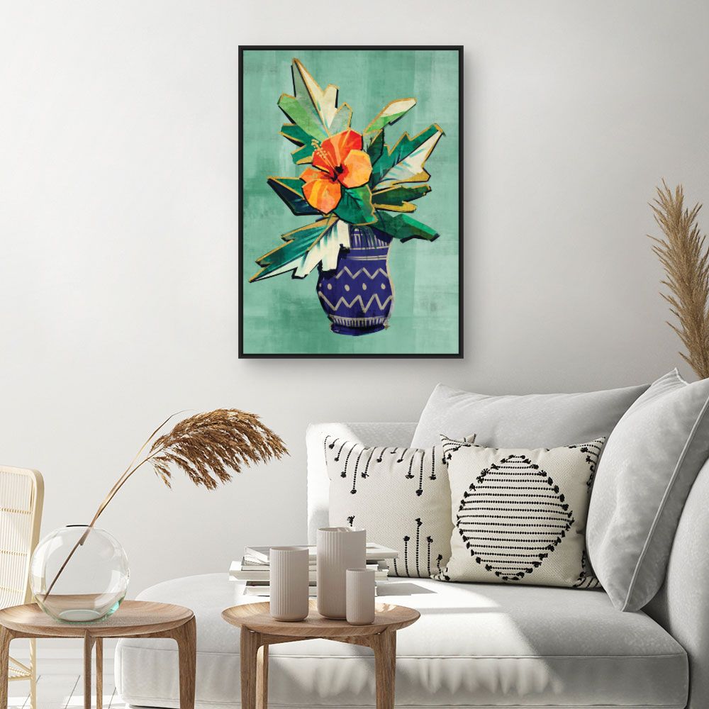 Tableau Vase fleuri vibrant
