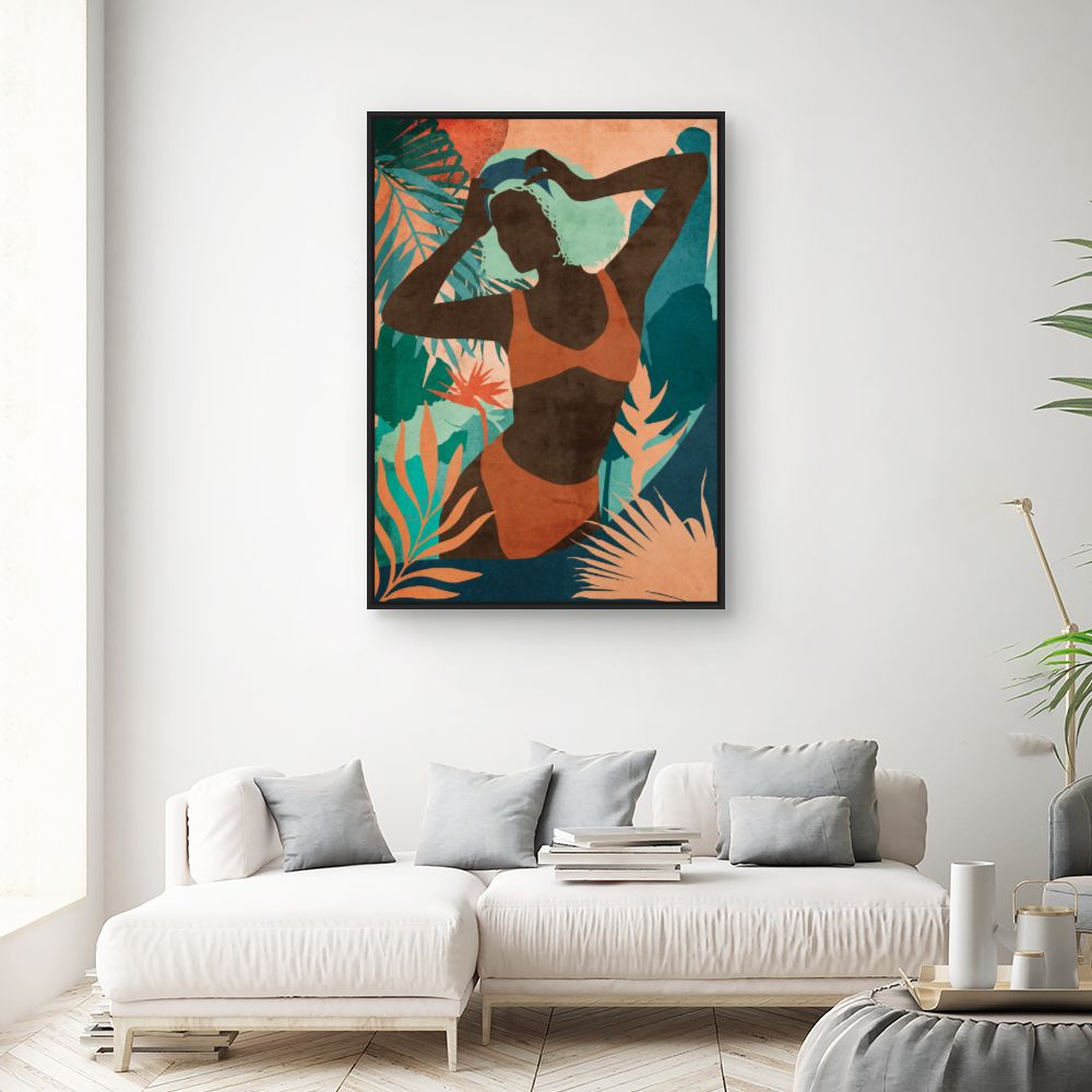 Tableau Silhouette exotique vibrante