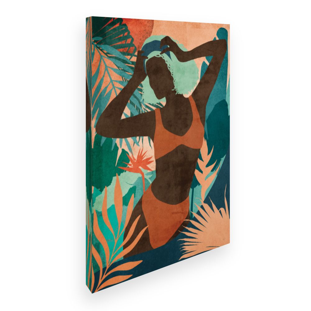 Toile Silhouette exotique vibrante