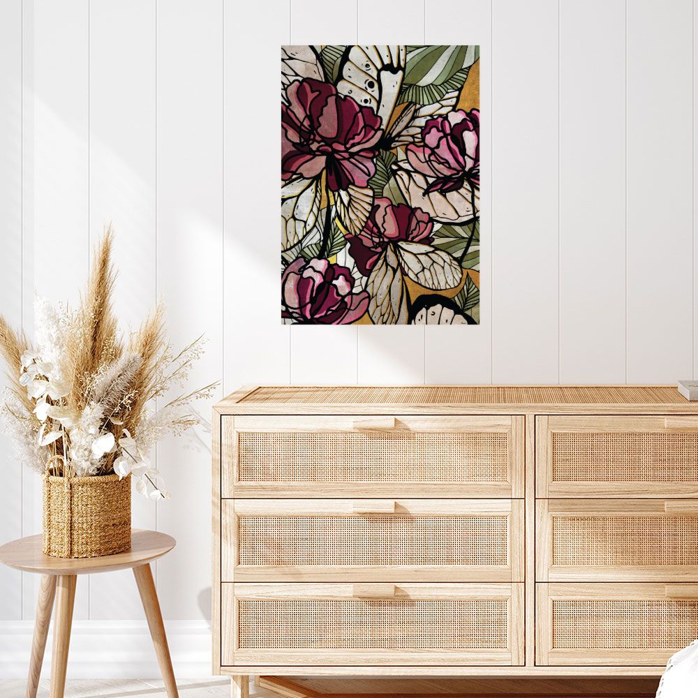 Affiche Fleurs et papillons