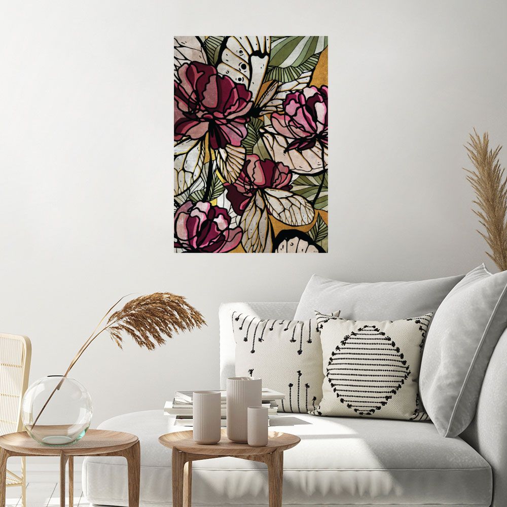 Affiche Fleurs et papillons