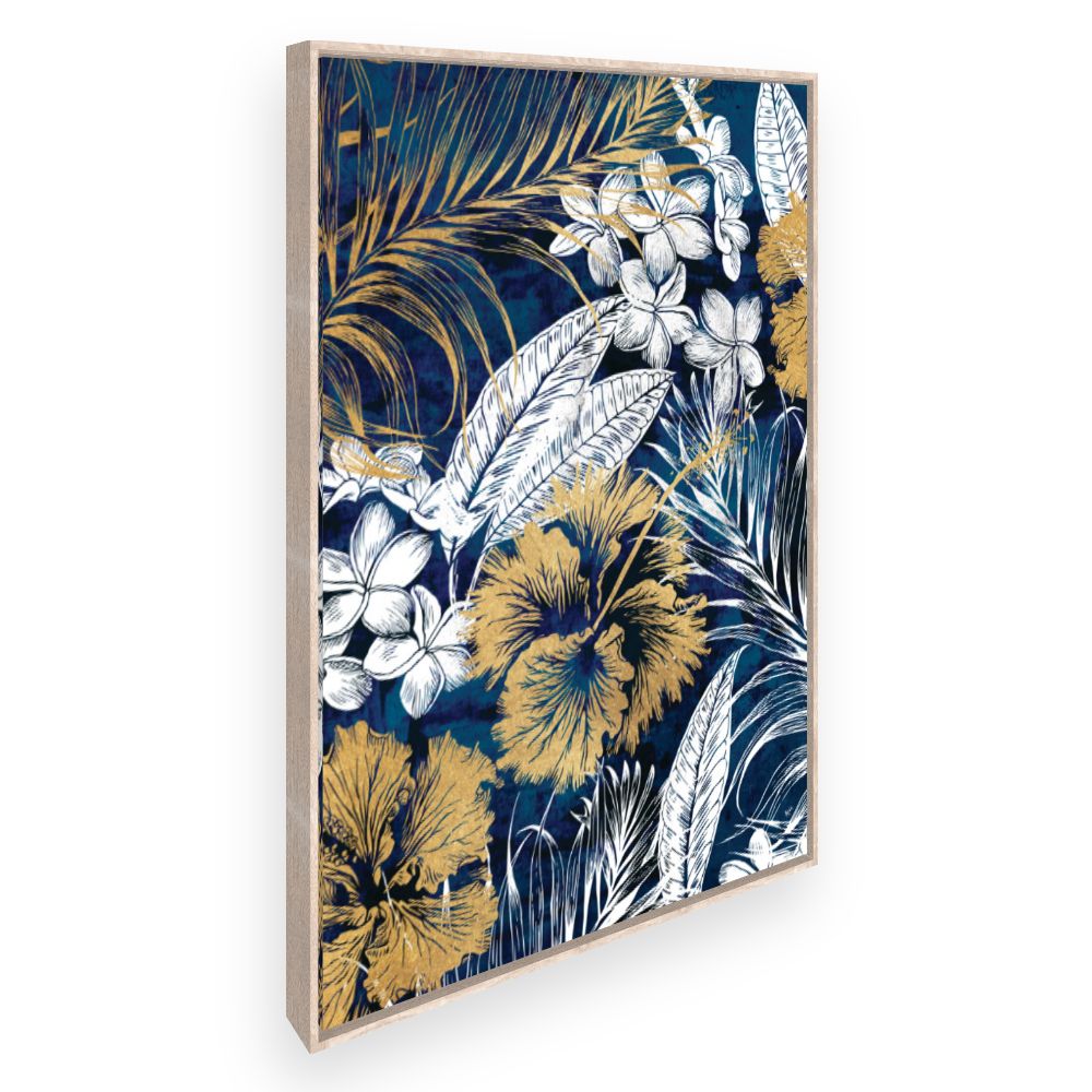 Toile Fleurs exotiques dorées