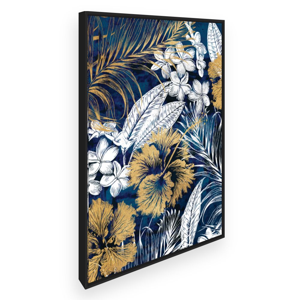 Toile Fleurs exotiques dorées